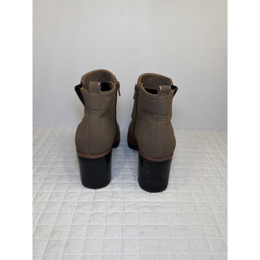 Naturalizer Women's 7.5 Taupe Nubuck Ankle Boots Side Zip Block Heel Comfort - Picture 5 of 9